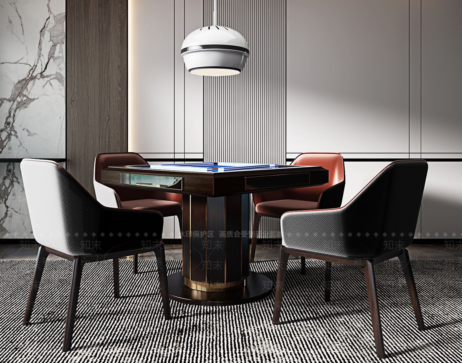 新中式棋牌室3D模型下载【ID:1100100816】