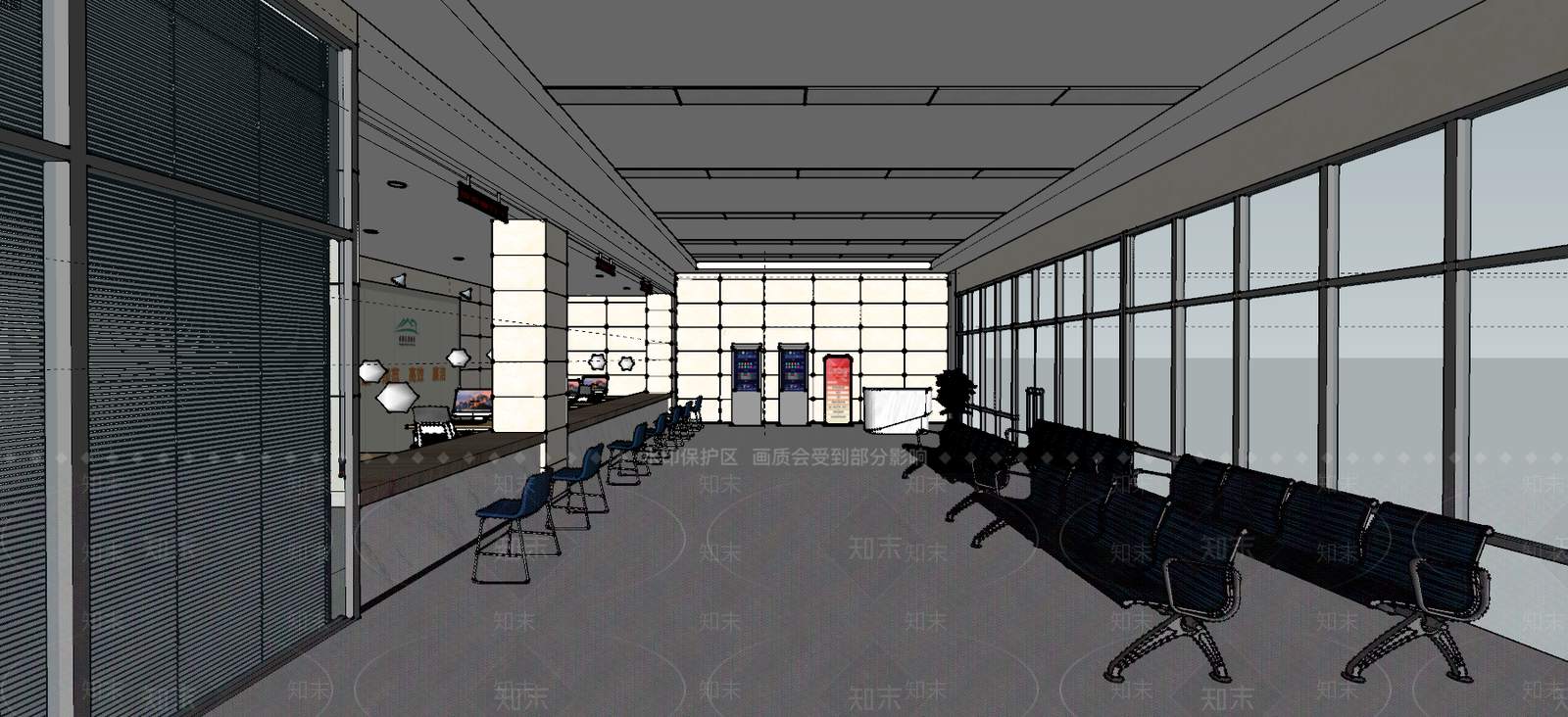 现代社区便民大厅SU模型下载【ID:1100111494】