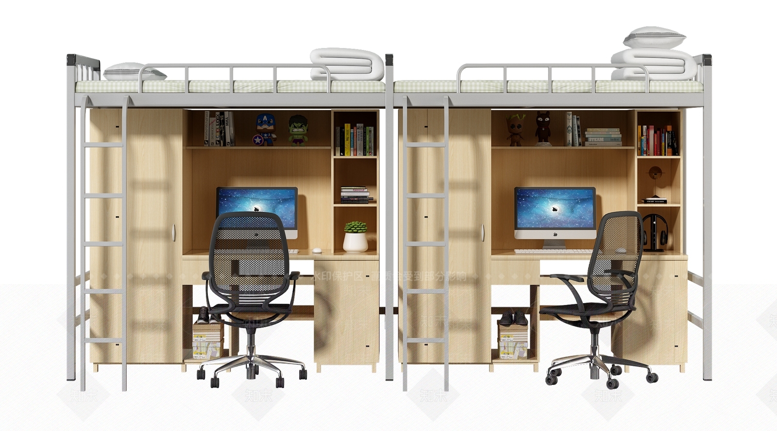 现代宿舍床3D模型下载【ID:1100111317】