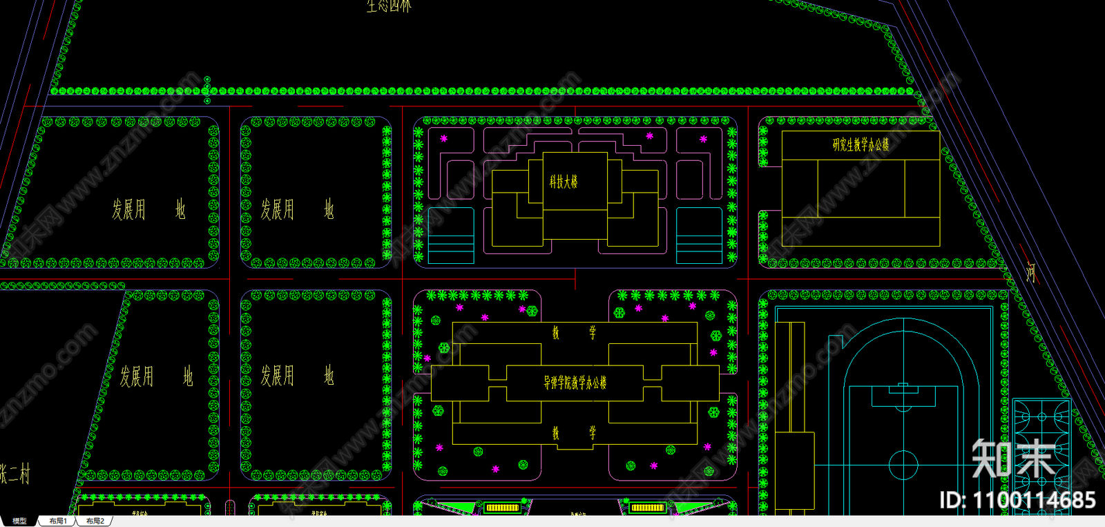 某工程校园绿化cad施工图下载【ID:1100114685】