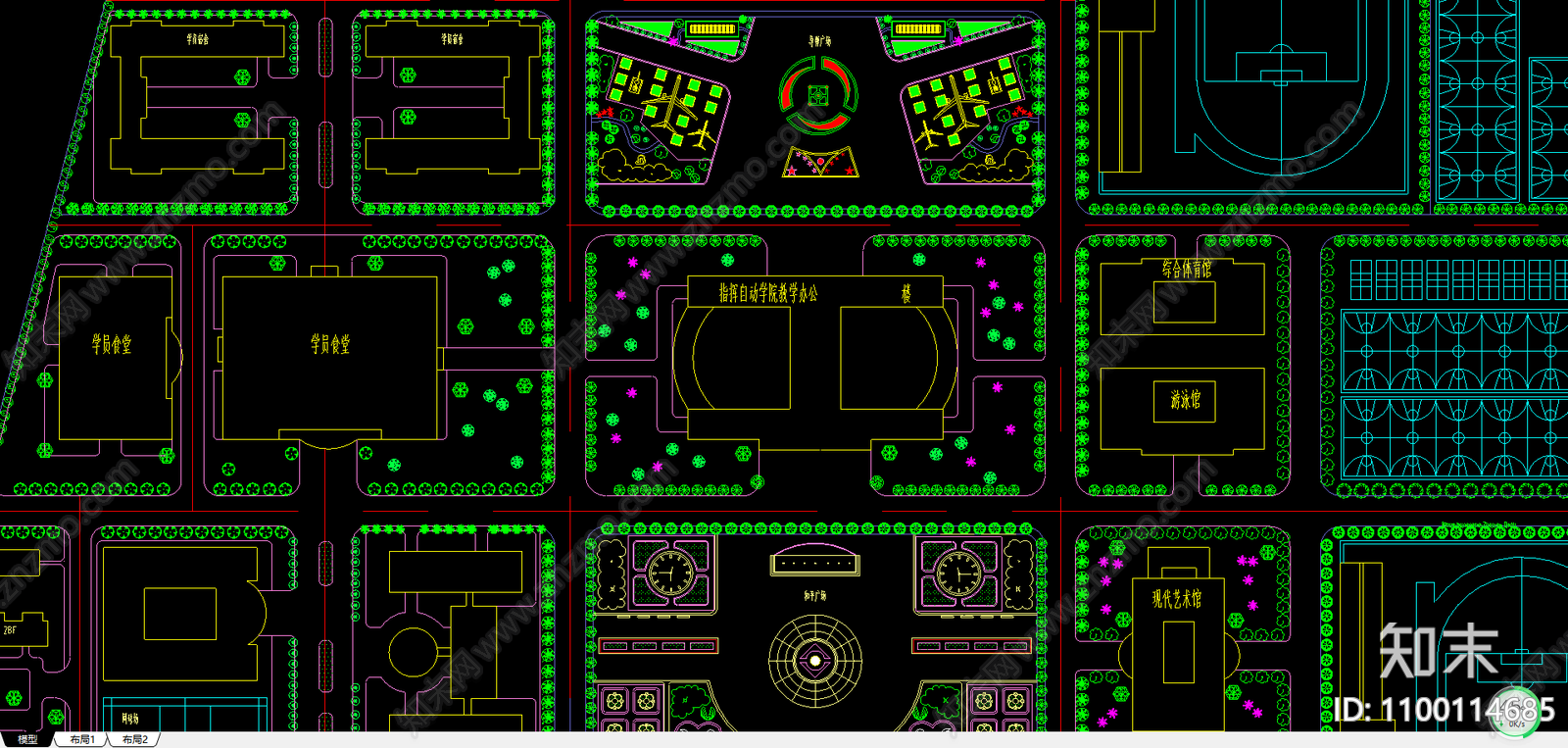 某工程校园绿化cad施工图下载【ID:1100114685】
