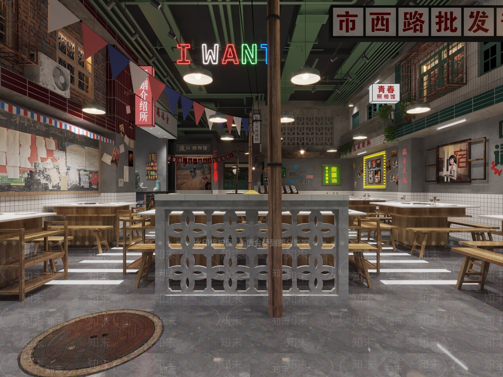 工业风火锅店3D模型下载【ID:1100119751】