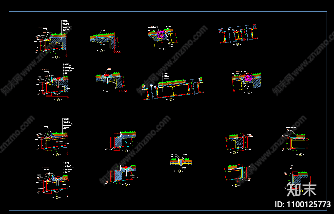 屋顶种植防水节点图施工图下载【ID:1100125773】