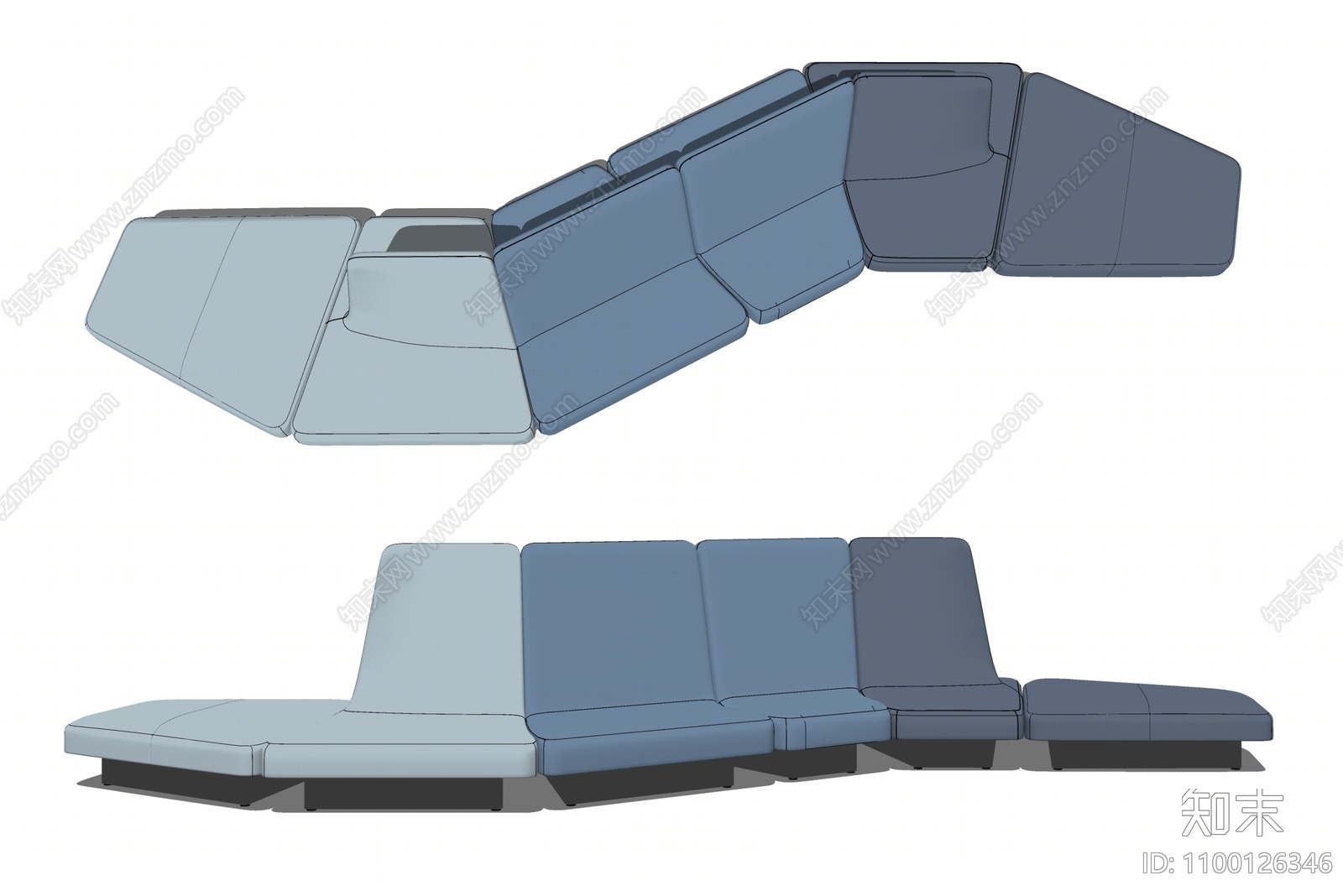 现代公共异形沙发SU模型下载【ID:1100126346】