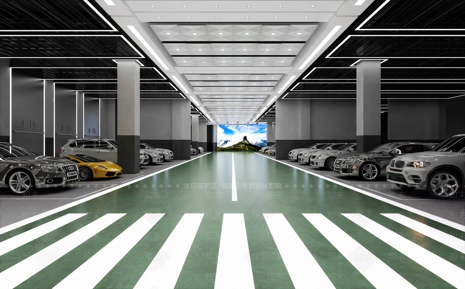 现代停车场3D模型下载【ID:1100145246】