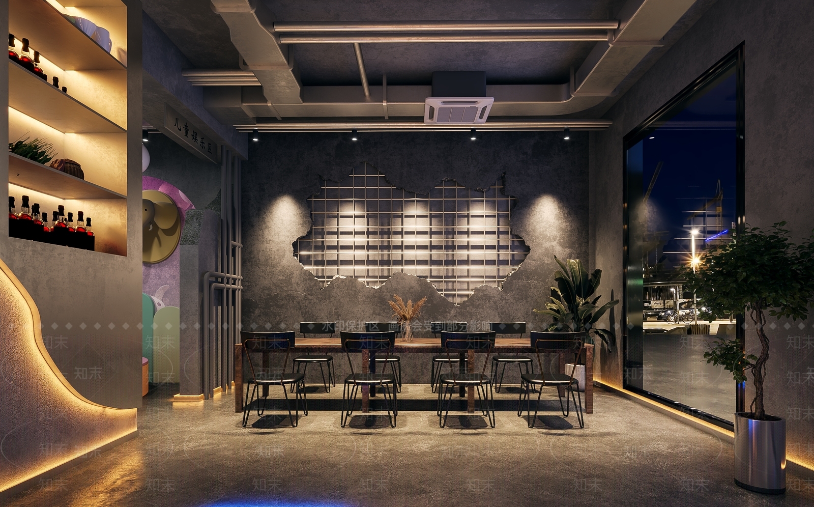 工业风火锅店3D模型下载【ID:1100149502】