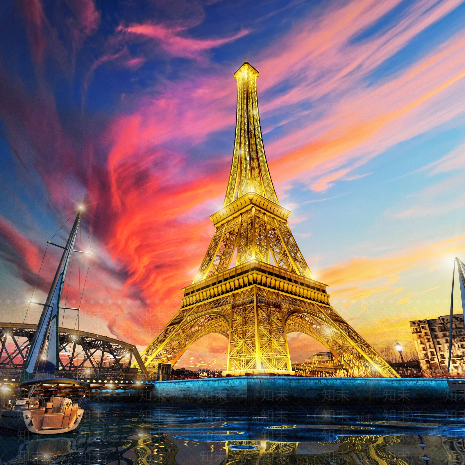 现代埃菲尔铁塔3D模型下载【ID:1100156202】