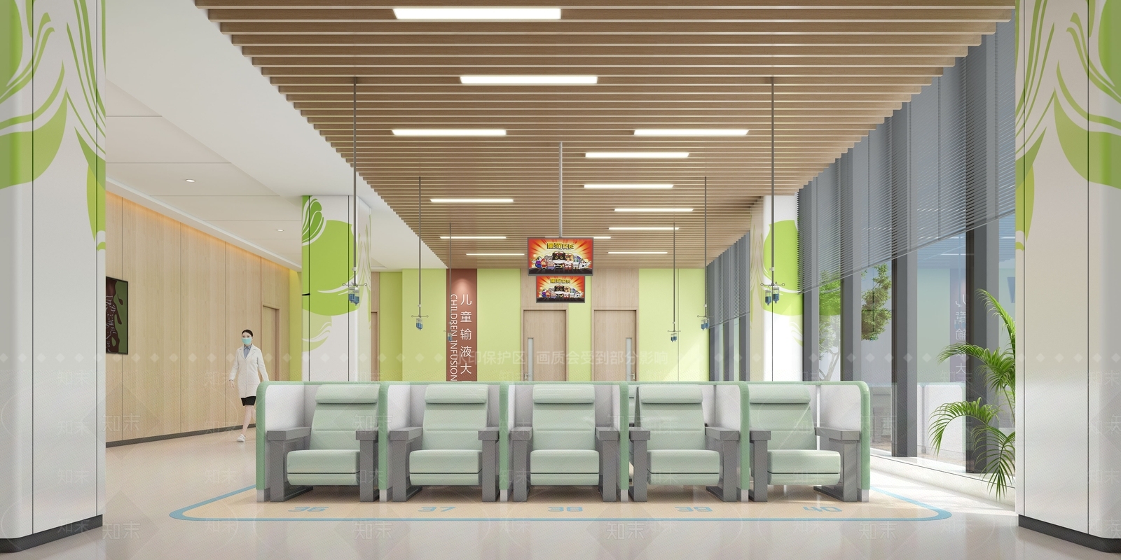 现代医院儿科输液大厅3D模型下载【ID:1100164644】
