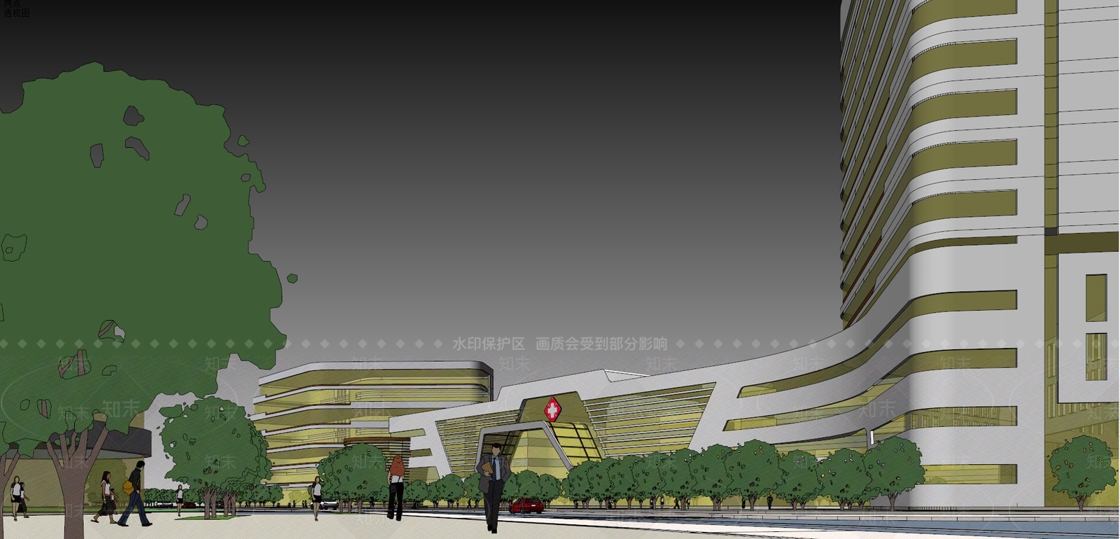 现代医疗建筑SU模型下载【ID:1100166439】