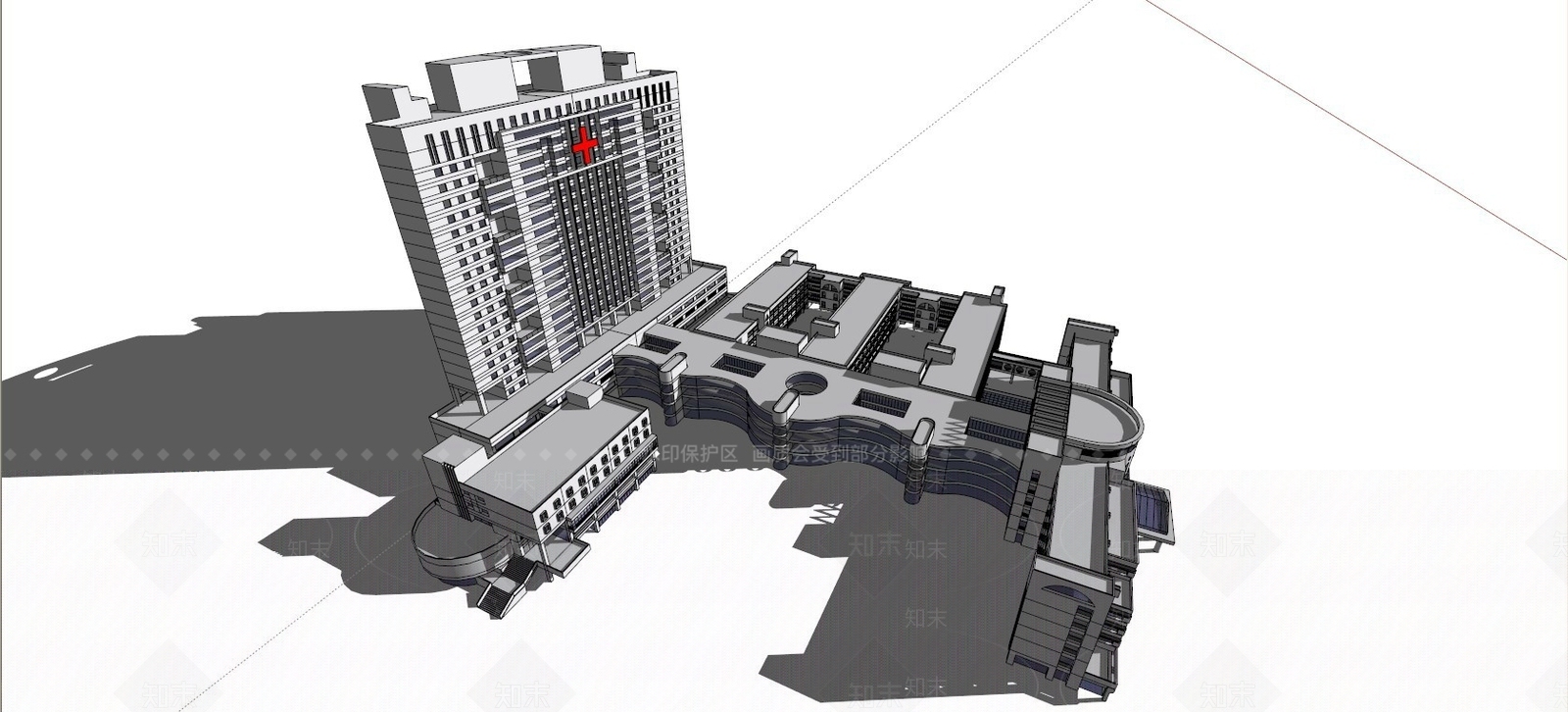 现代医疗建筑SU模型下载【ID:1100168043】