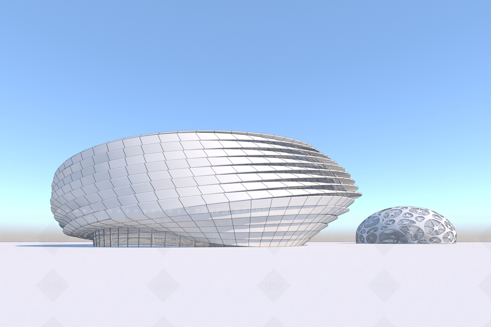 现代体育馆外观3D模型下载【ID:1100183481】