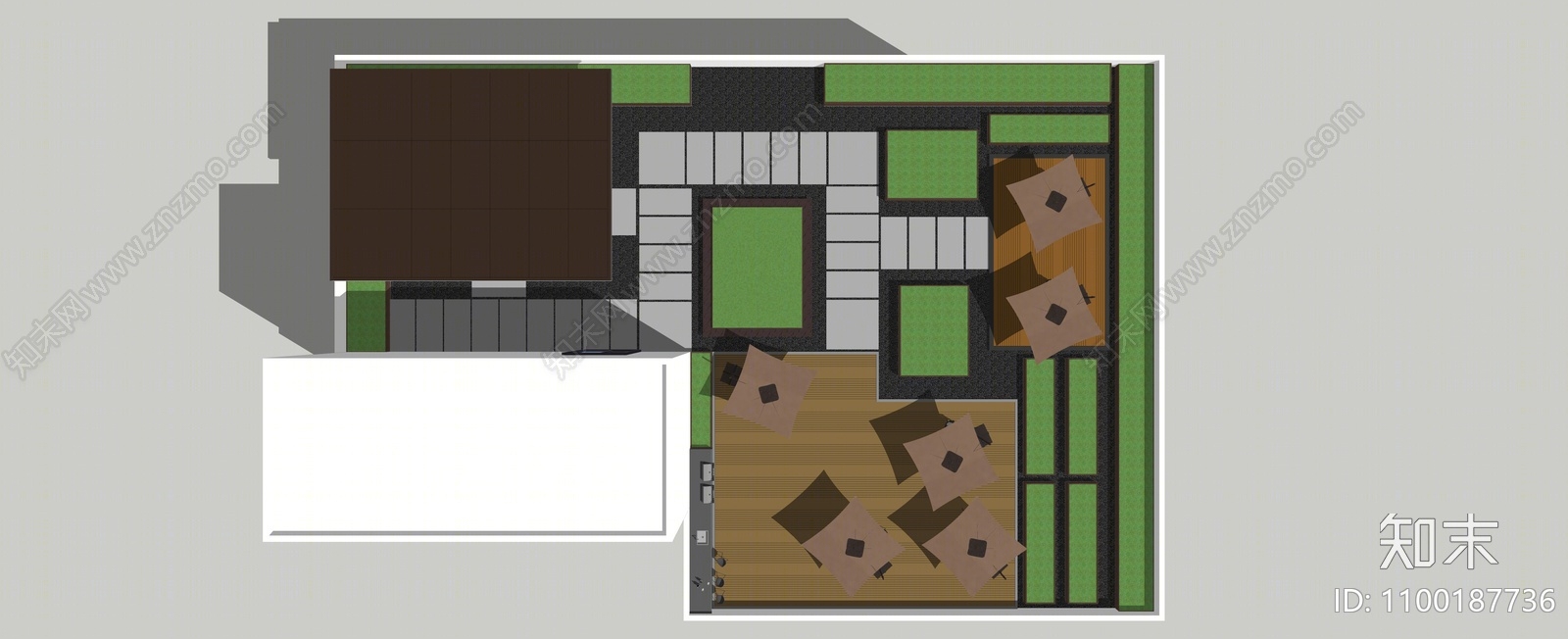 现代屋顶花园SU模型下载【ID:1100187736】