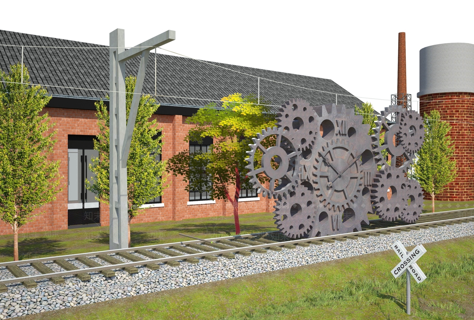 工业风齿轮雕塑小品SU模型下载【ID:1100211708】