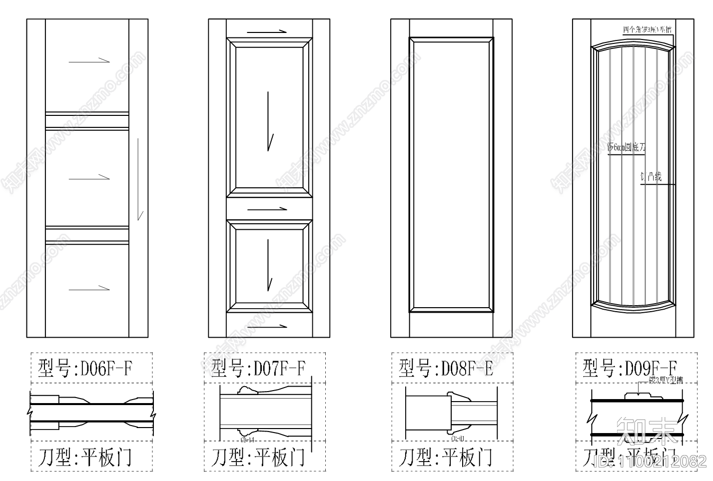 门立面cad施工图下载【ID:1100212082】