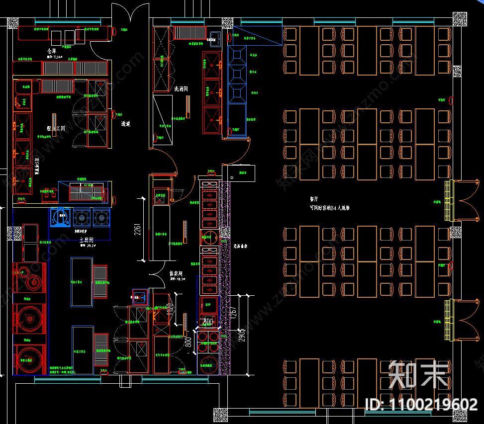 食堂cad施工图下载【ID:1100219602】