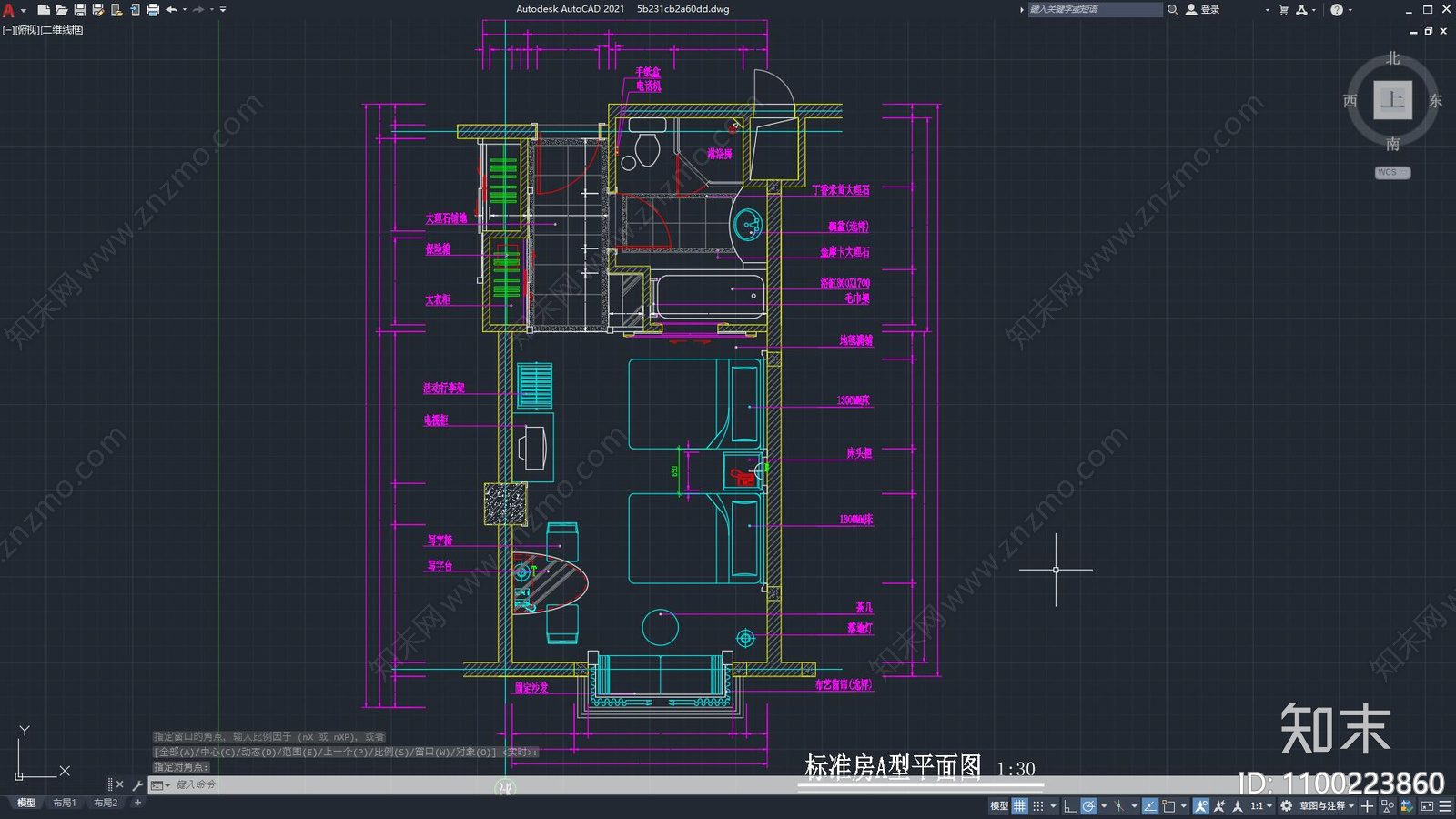 酒店标准间施工图下载【ID:1100223860】