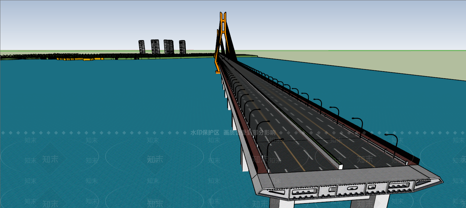 现代跨海大桥SU模型下载【ID:1100225857】