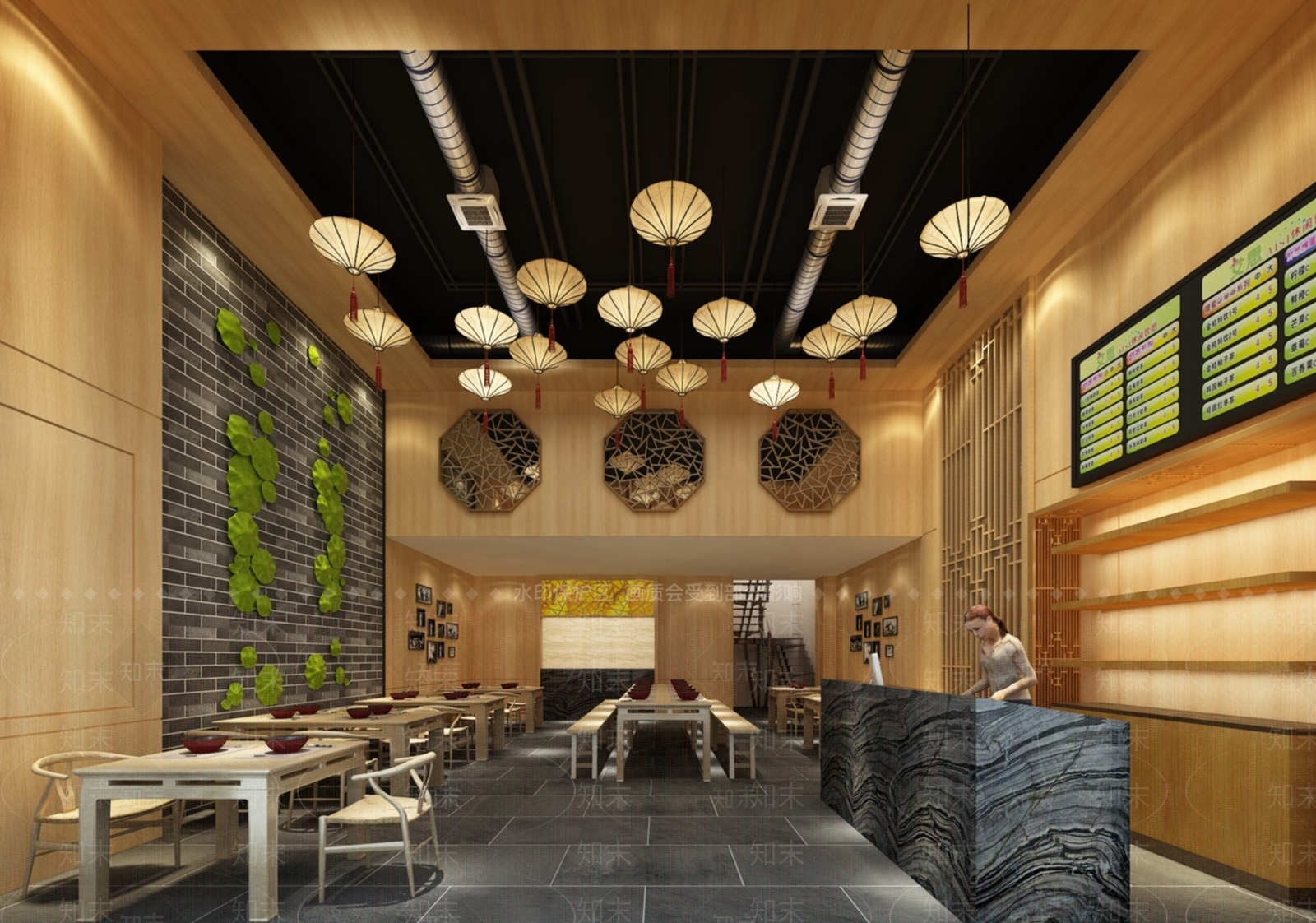 新中式快餐店SU模型下载【ID:1100231607】