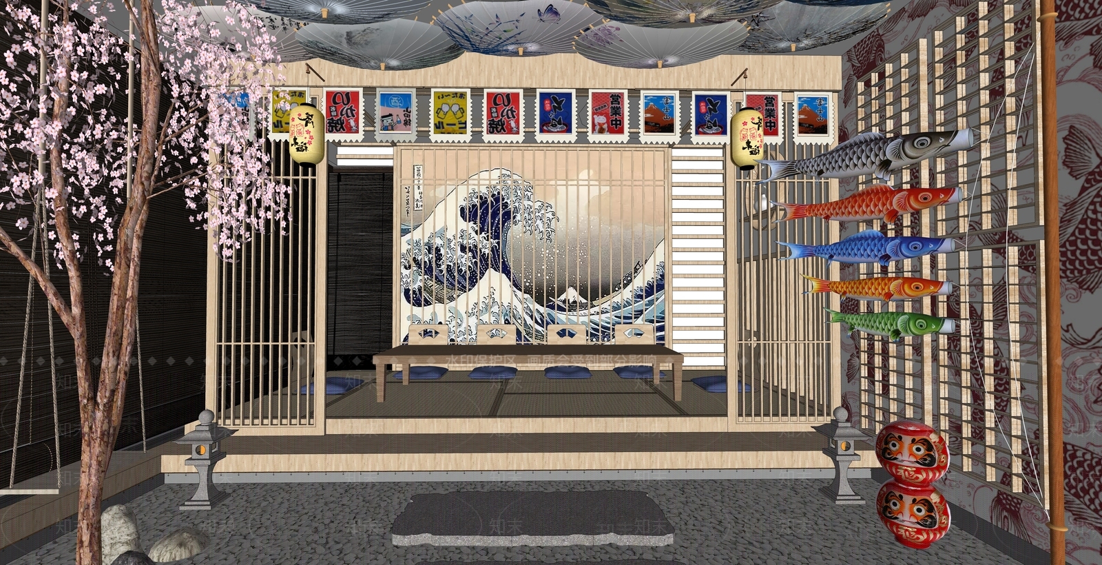 日式主题娱乐室SU模型下载【ID:1100236246】