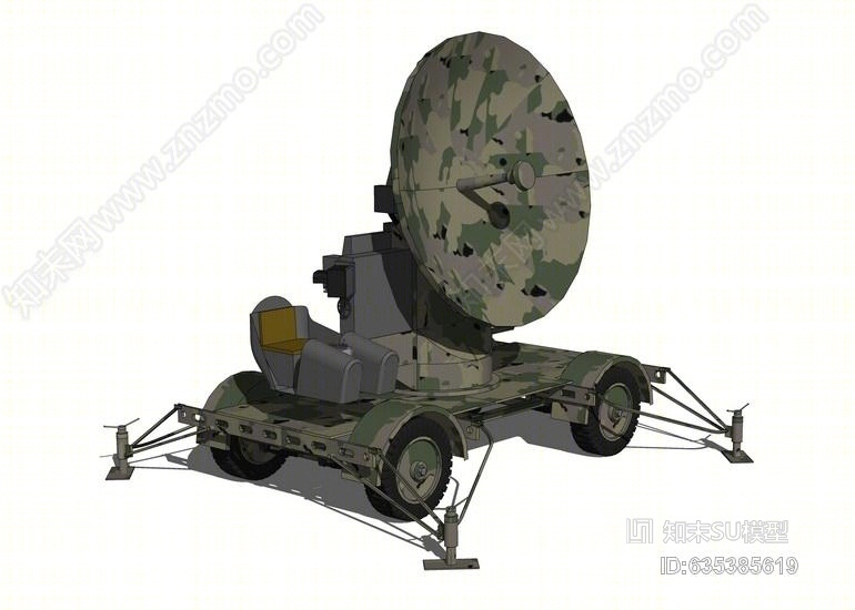 移动雷达设备车SU模型下载【ID:635385619】