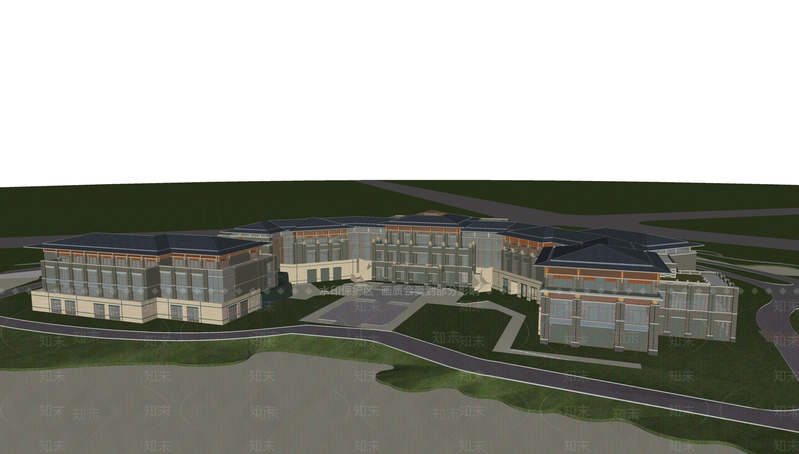 新中式其他文化场馆SU模型下载【ID:1100238995】