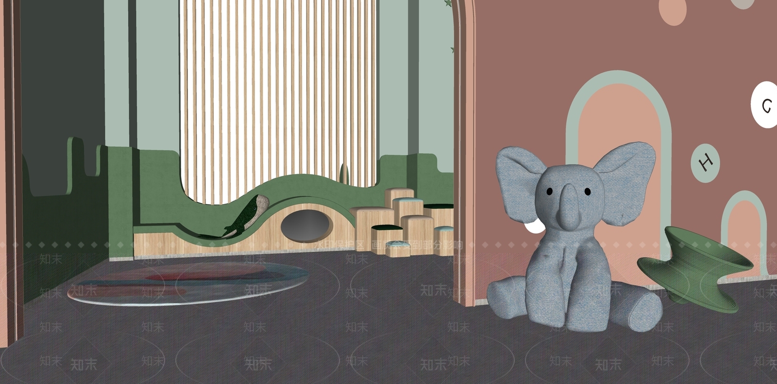 现代儿童游乐室SU模型下载【ID:1100239457】