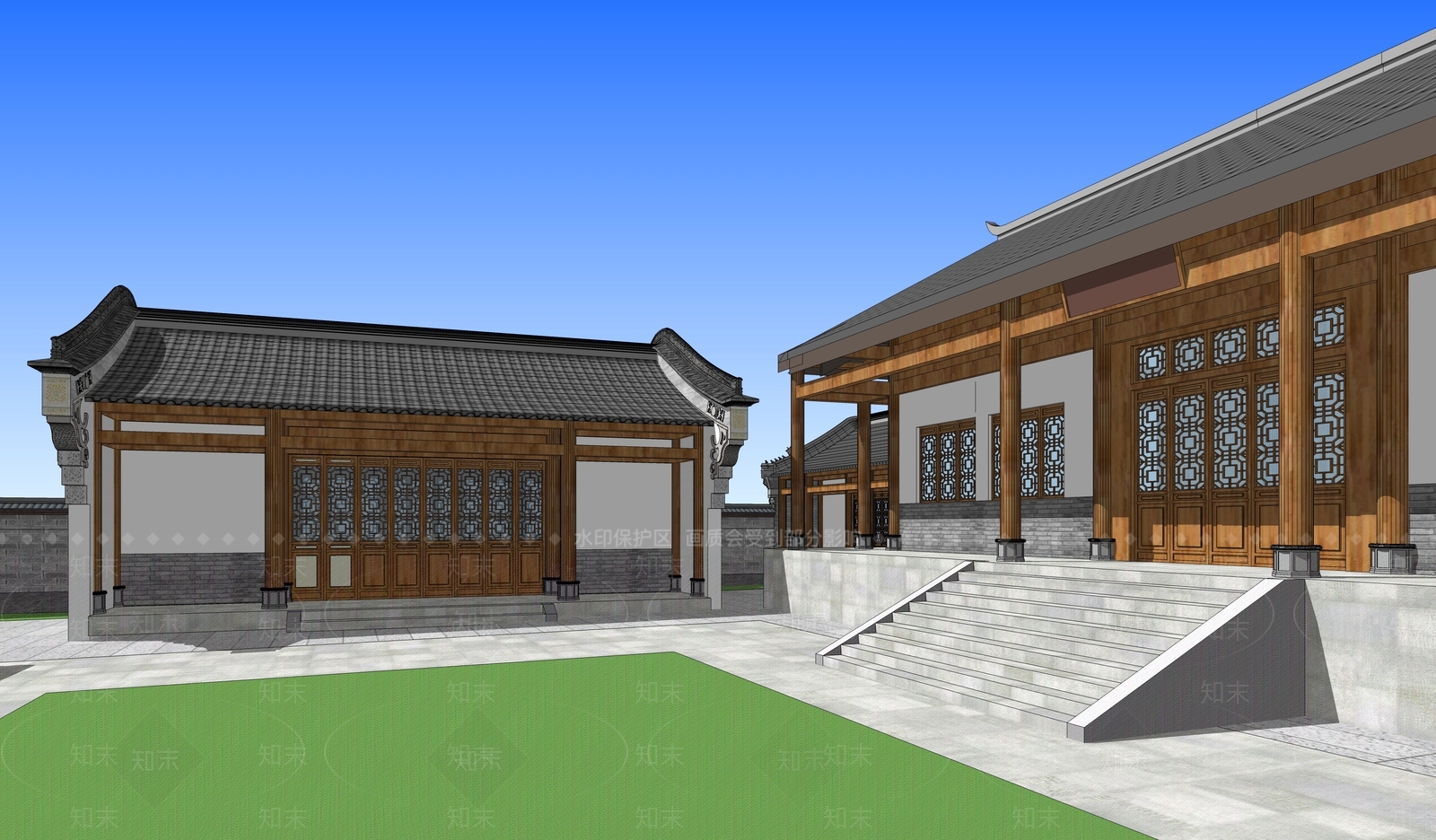 中式四合院SU模型下载【ID:1100241274】