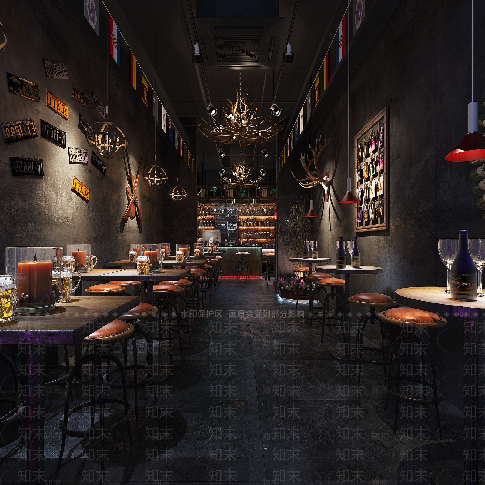 工业风复古酒吧3D模型下载【ID:1100244380】