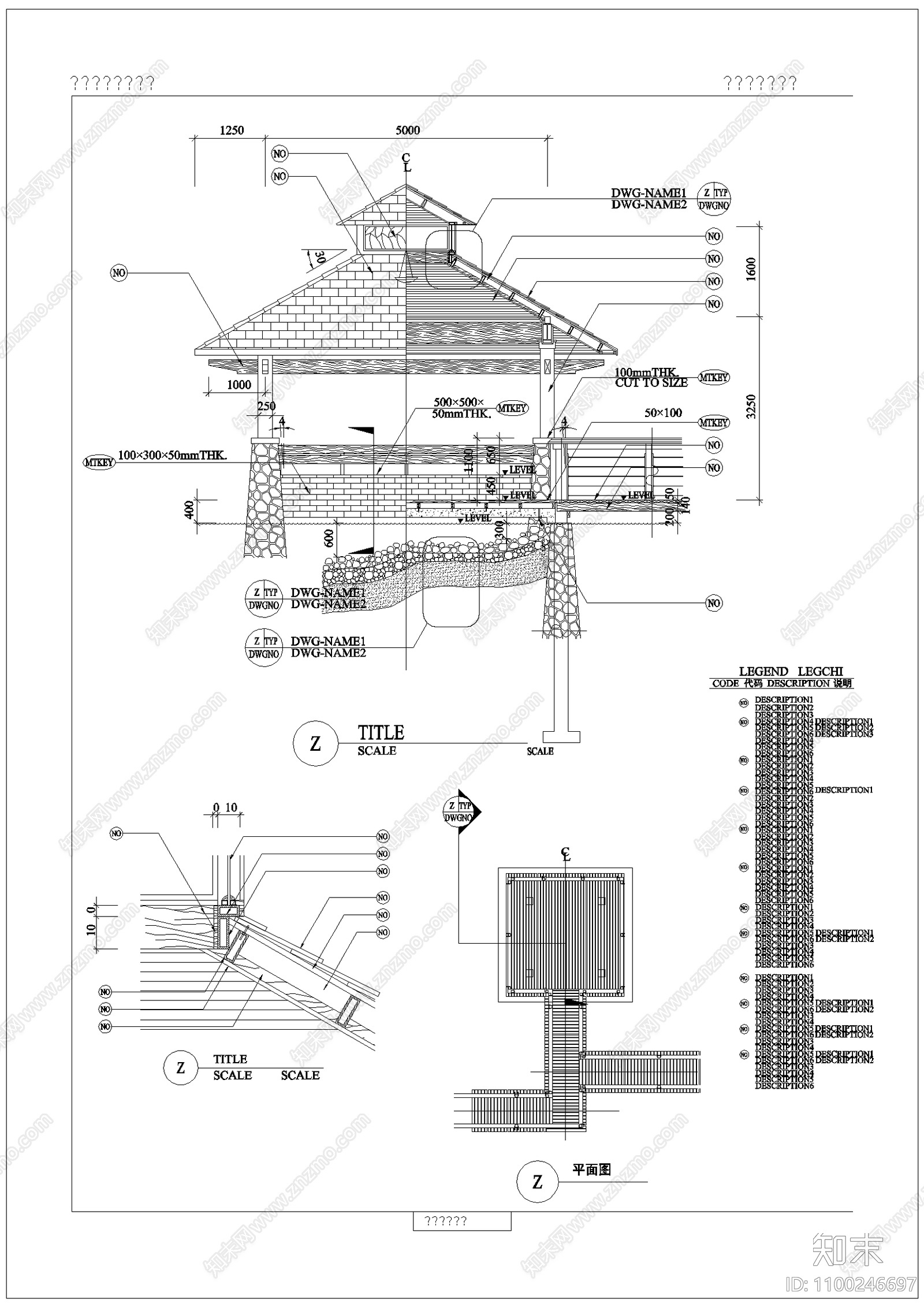 景观亭cad施工图下载【ID:1100246697】