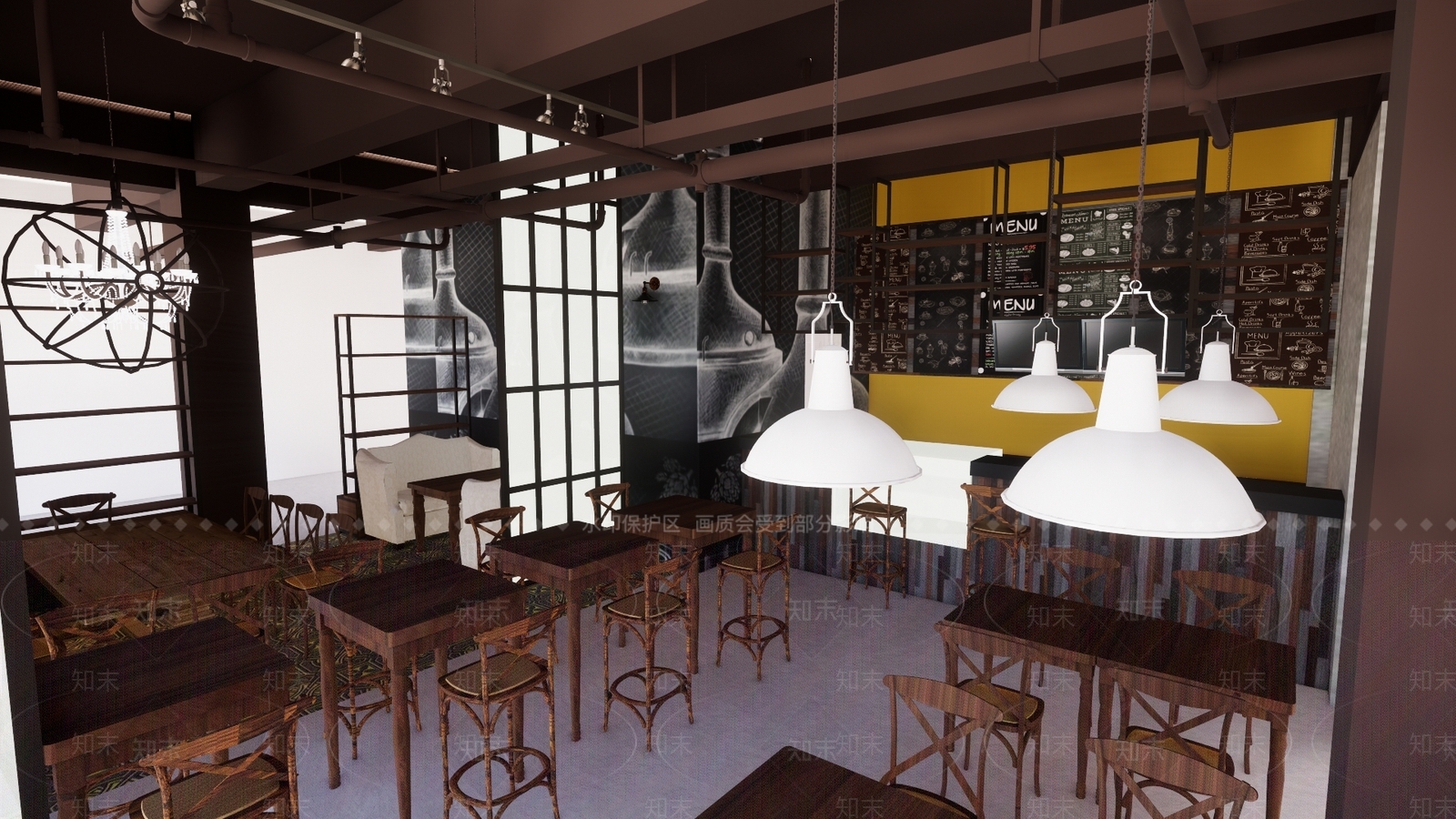 欧式咖啡厅SU模型下载【ID:1100257556】