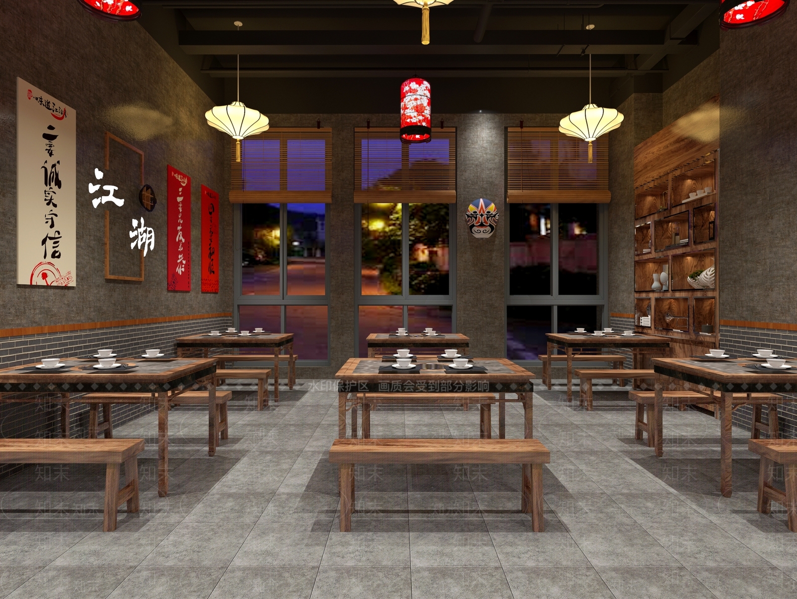 工业风火锅店3D模型下载【ID:1100261133】