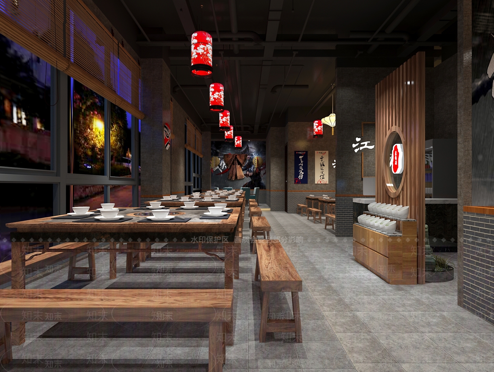 工业风火锅店3D模型下载【ID:1100261133】
