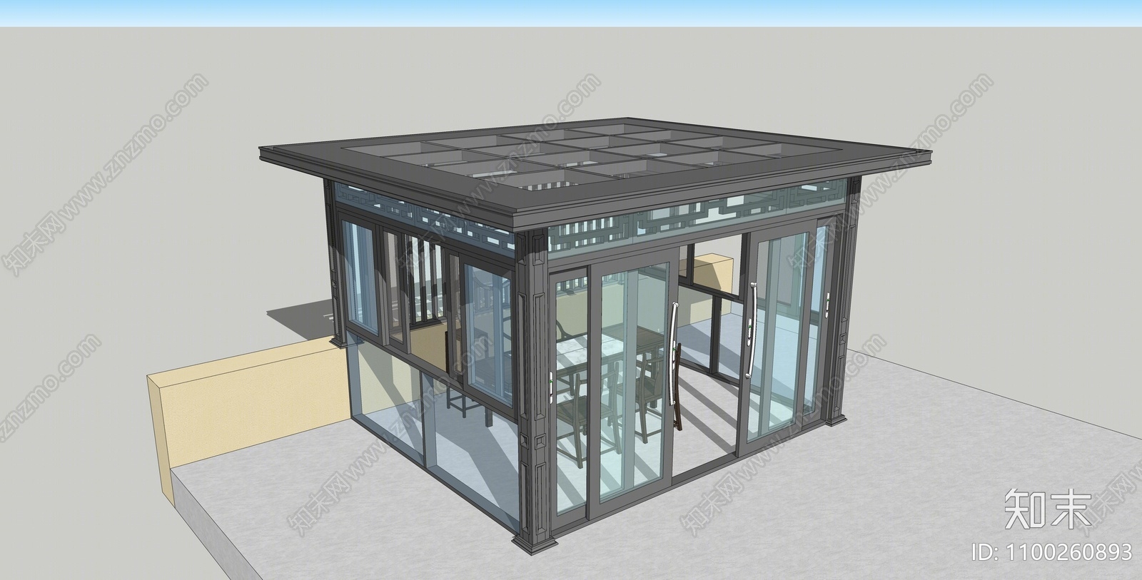 新中式庭院亭子SU模型下载【ID:1100260893】