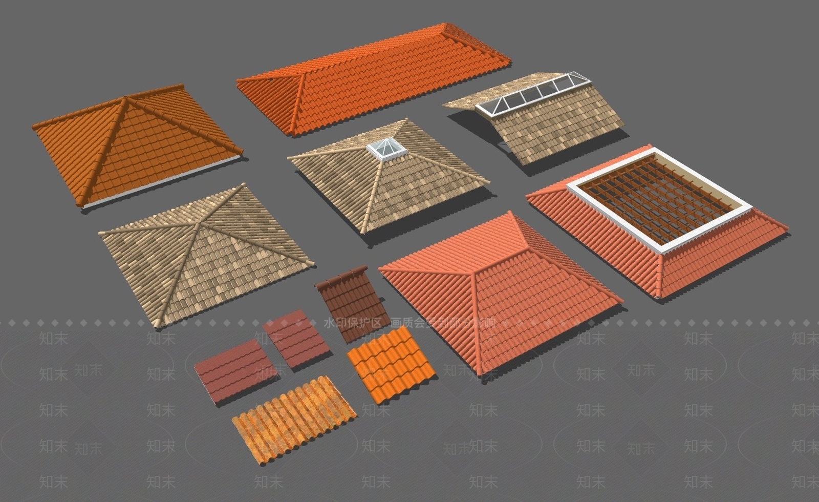 新中式屋顶瓦片SU模型下载【ID:1100266881】