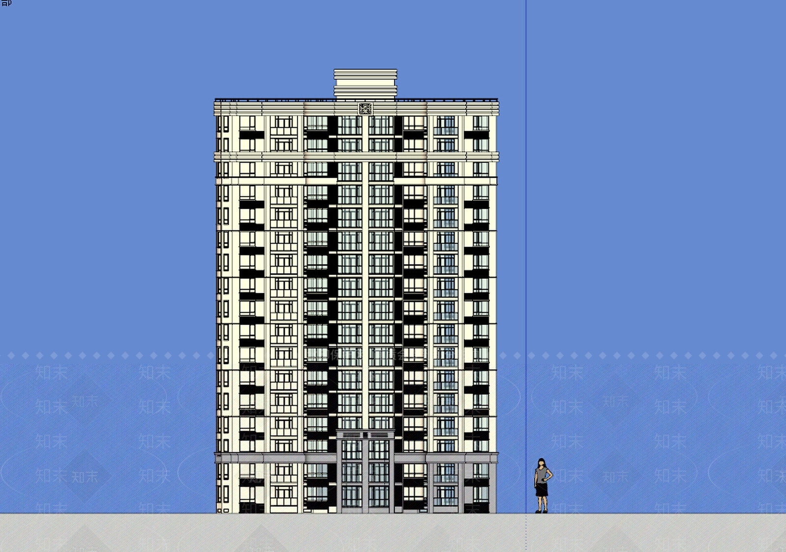 现代高层住宅SU模型下载【ID:1100274810】