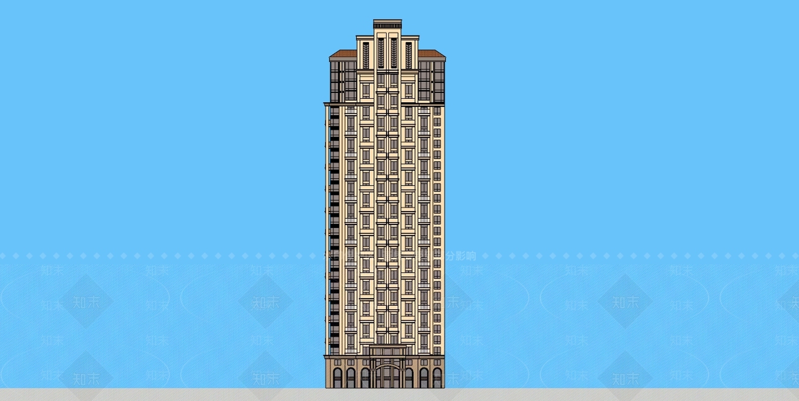 现代高层住宅SU模型下载【ID:1100281733】