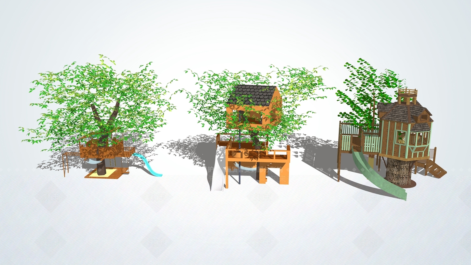 现代儿童滑梯SU模型下载【ID:1100281917】