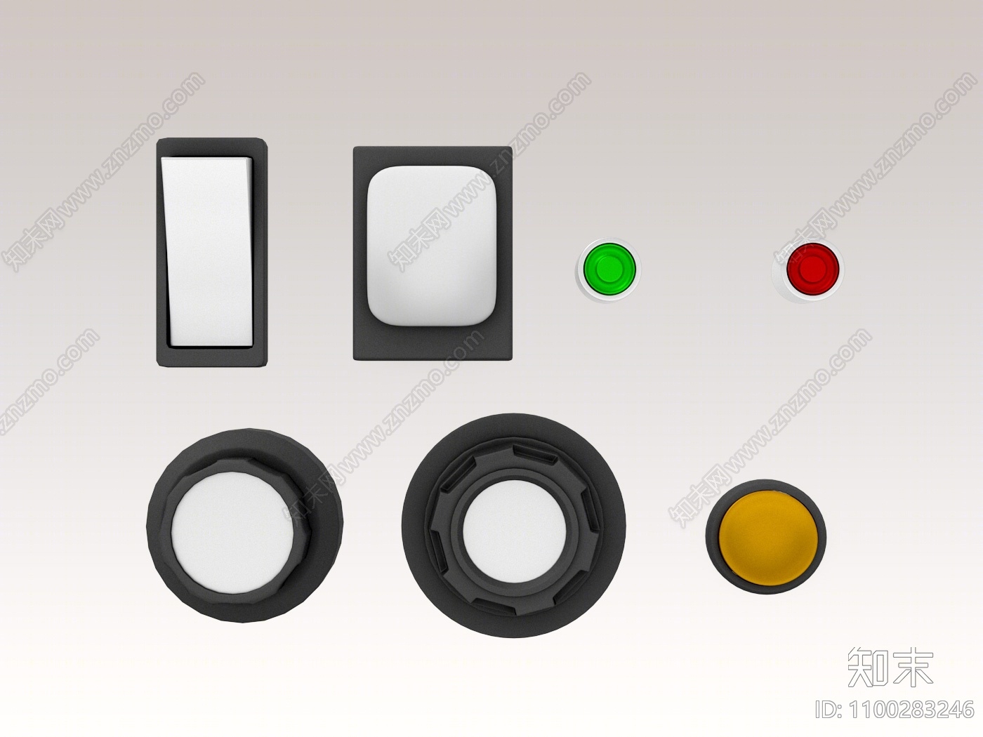 现代按钮3D模型下载【ID:1100283246】