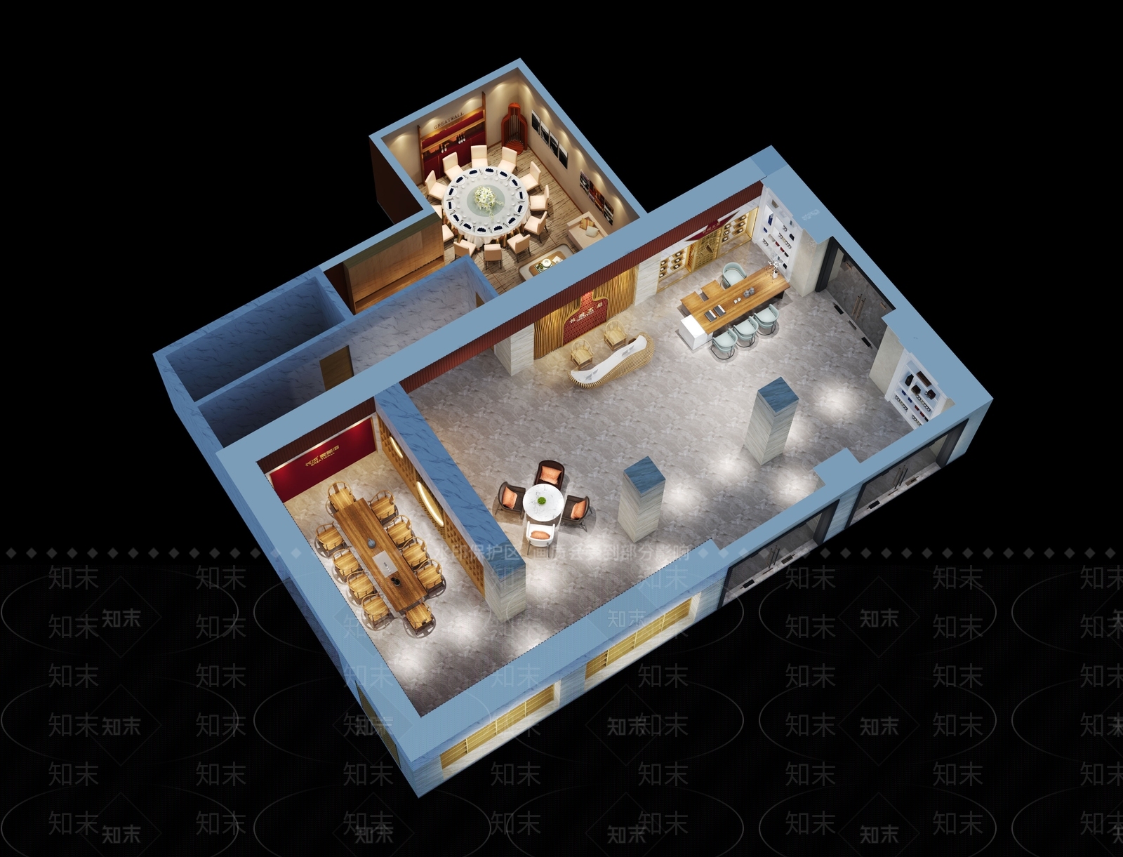 中式葡萄酒展厅3D模型下载【ID:1100283680】