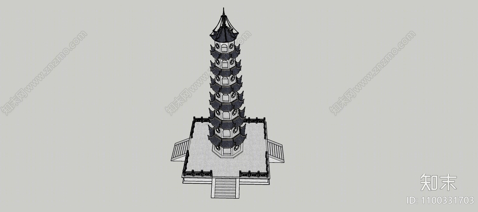 中式古建寺庙SU模型下载【ID:1100331703】