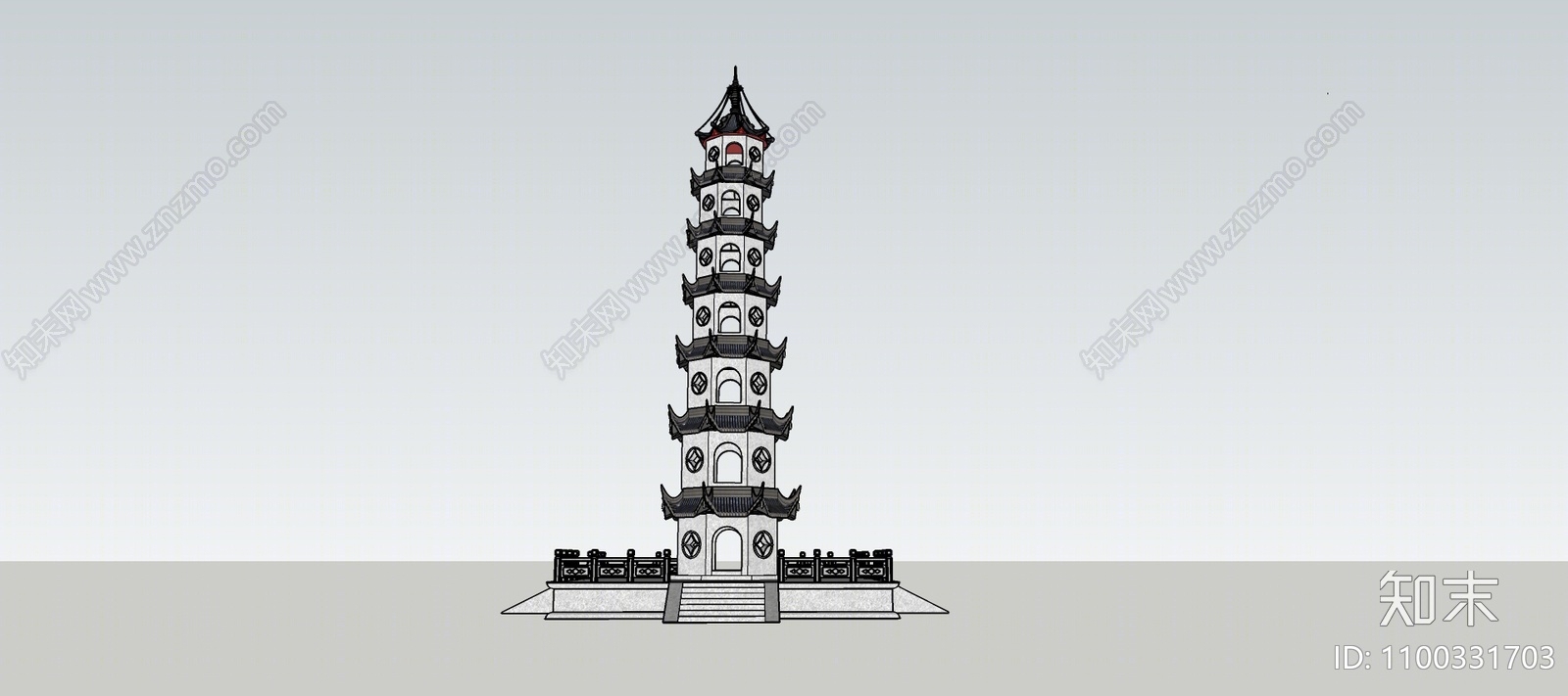 中式古建寺庙SU模型下载【ID:1100331703】