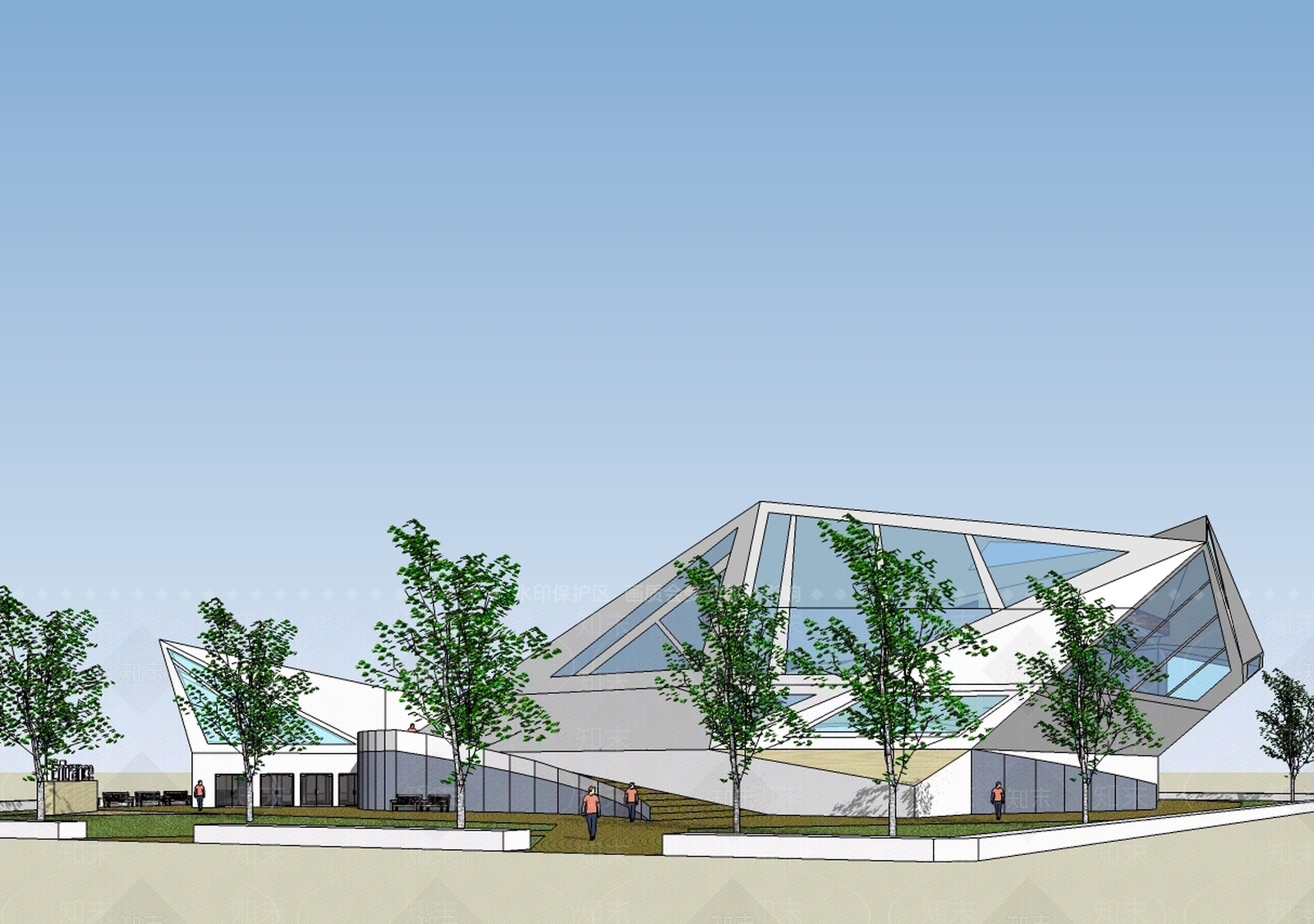 展览馆建筑SU模型精品下载_SketchUp模型_知末网