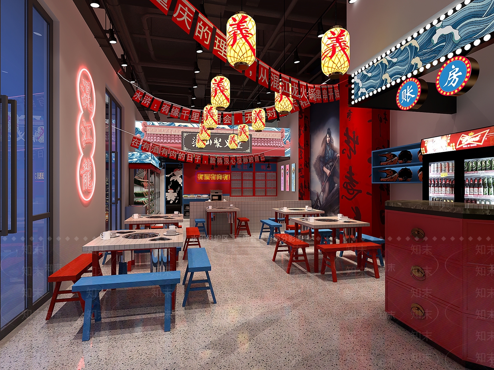 工业风火锅店3D模型下载【ID:1100337800】