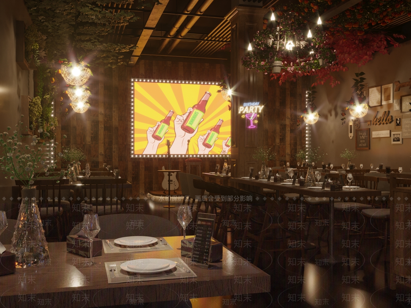 工业风音乐餐厅3D模型下载【ID:1100338756】