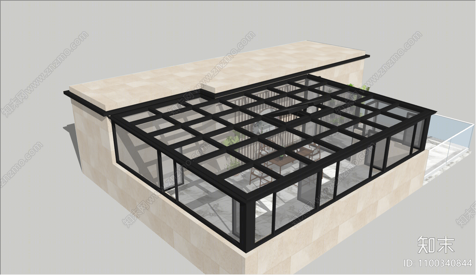 现代阳光房SU模型下载【ID:1100340844】