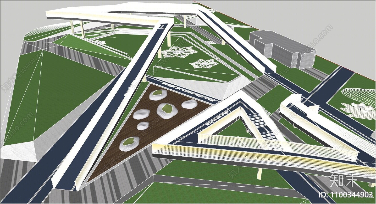 现代公园景观SU模型下载【ID:1100344903】