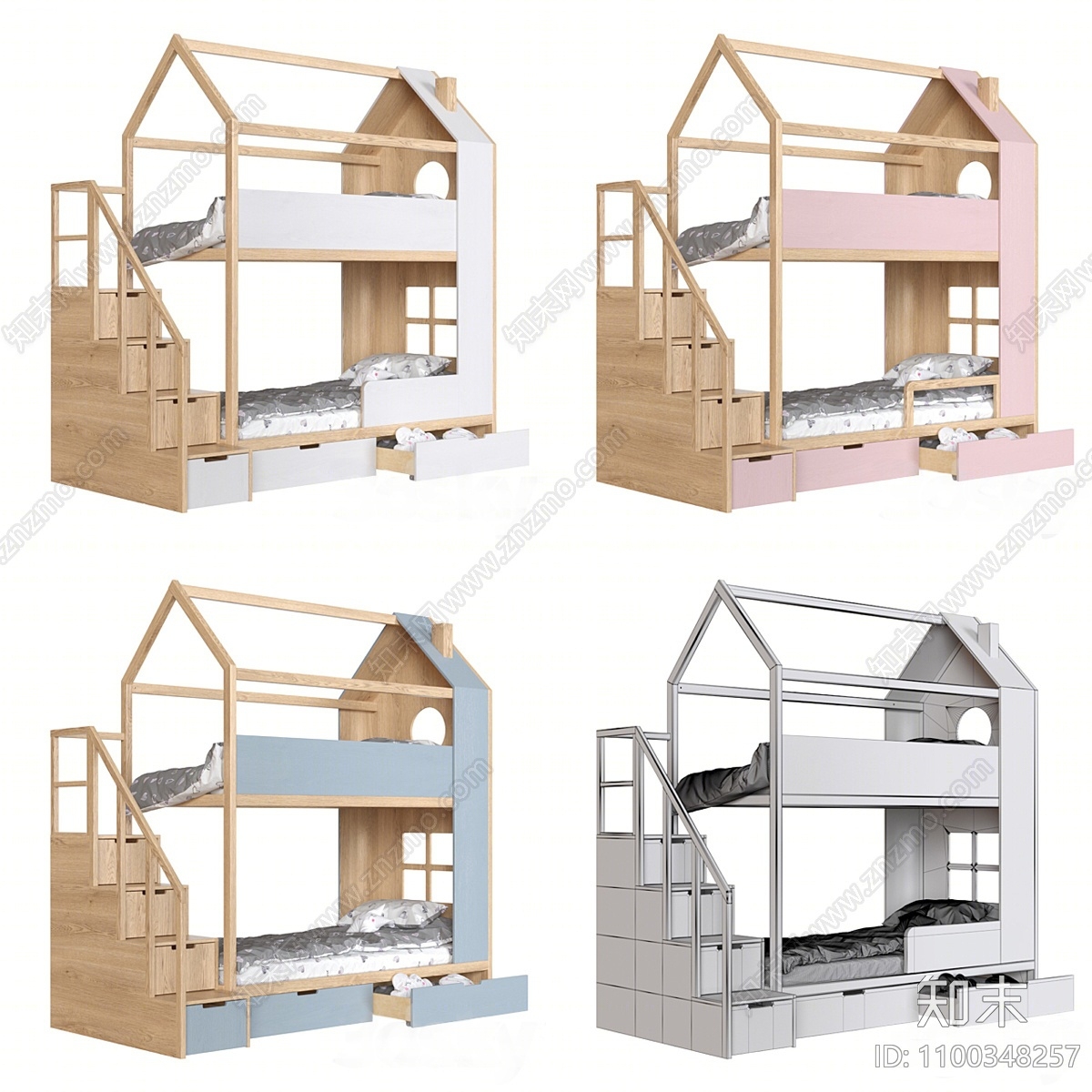 北欧儿童双层床3D模型下载【ID:1100348257】