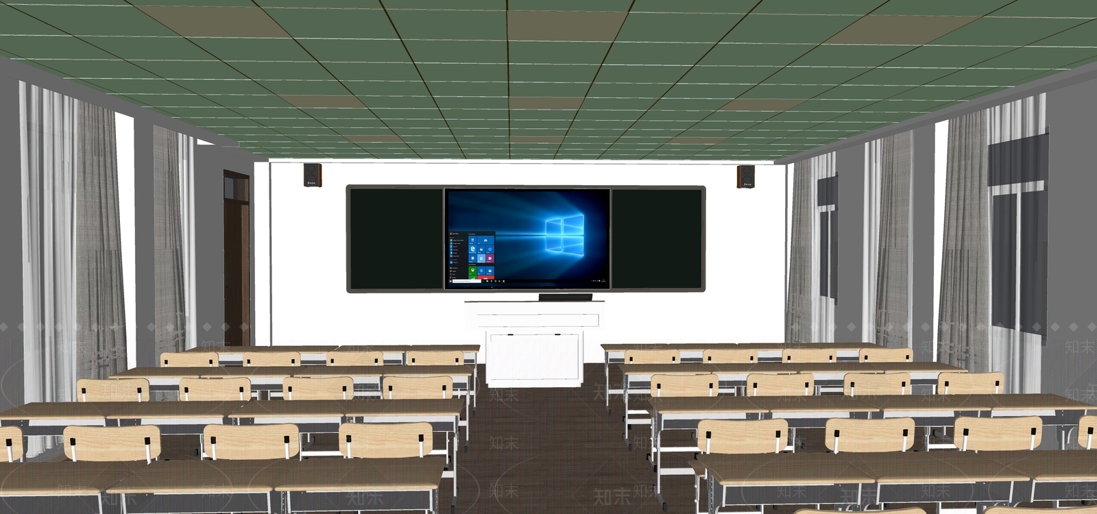 现代学校教室SU模型下载【ID:1100351233】