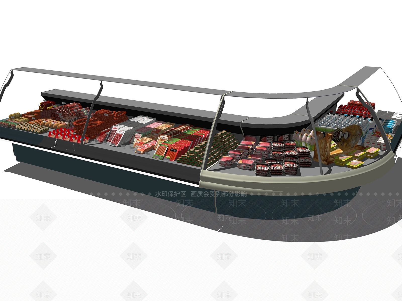 现代商场保鲜柜SU模型下载【ID:1100356008】