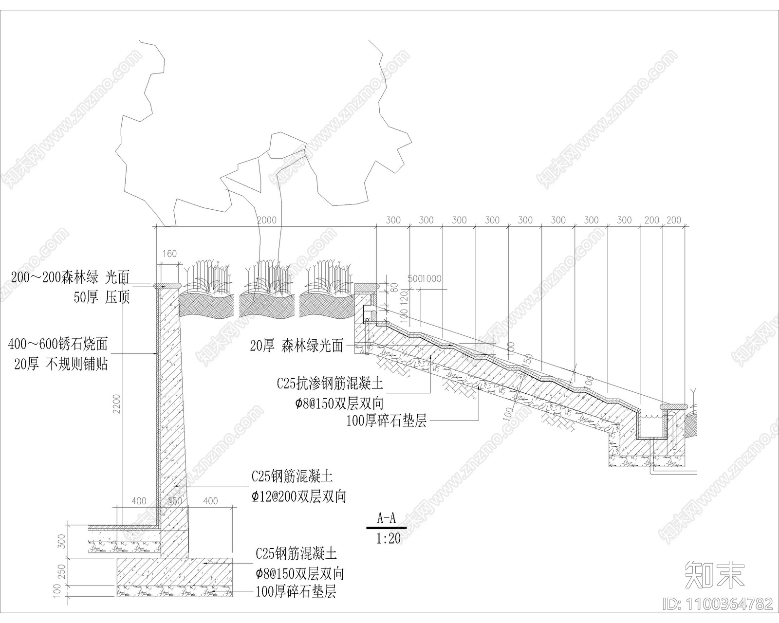 跌水台地cad施工图下载【ID:1100364782】